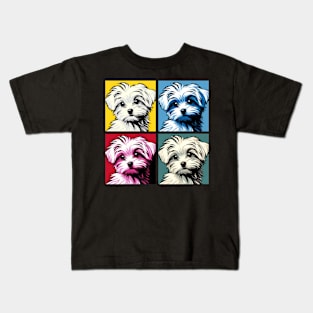 Pop Retro Maltese Art Painting - Cute Puppy Kids T-Shirt